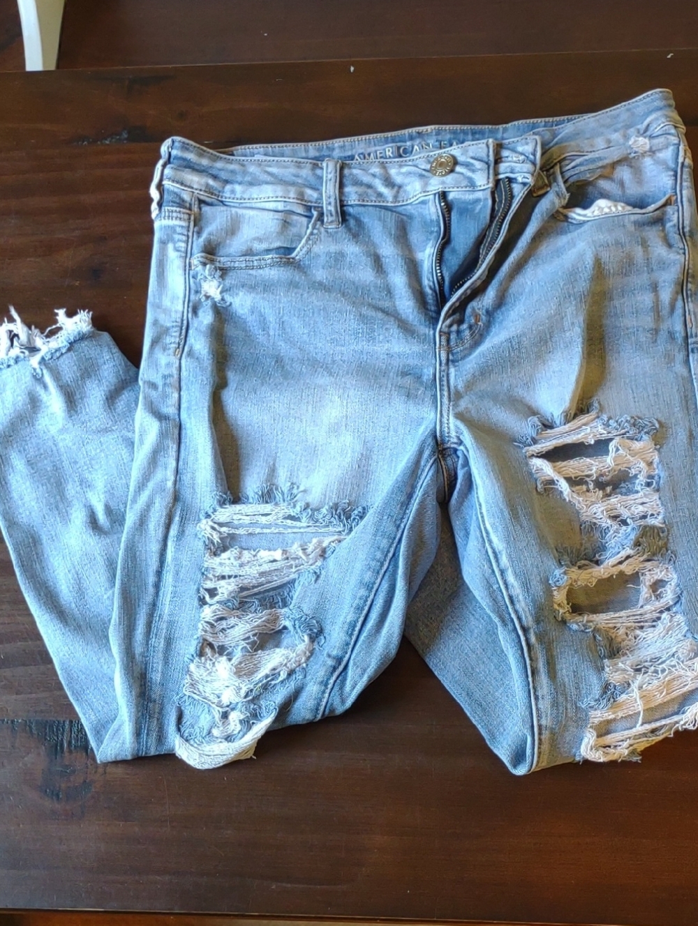 American Eagle Outfitters Light Blue Ripped Skinny Jeans